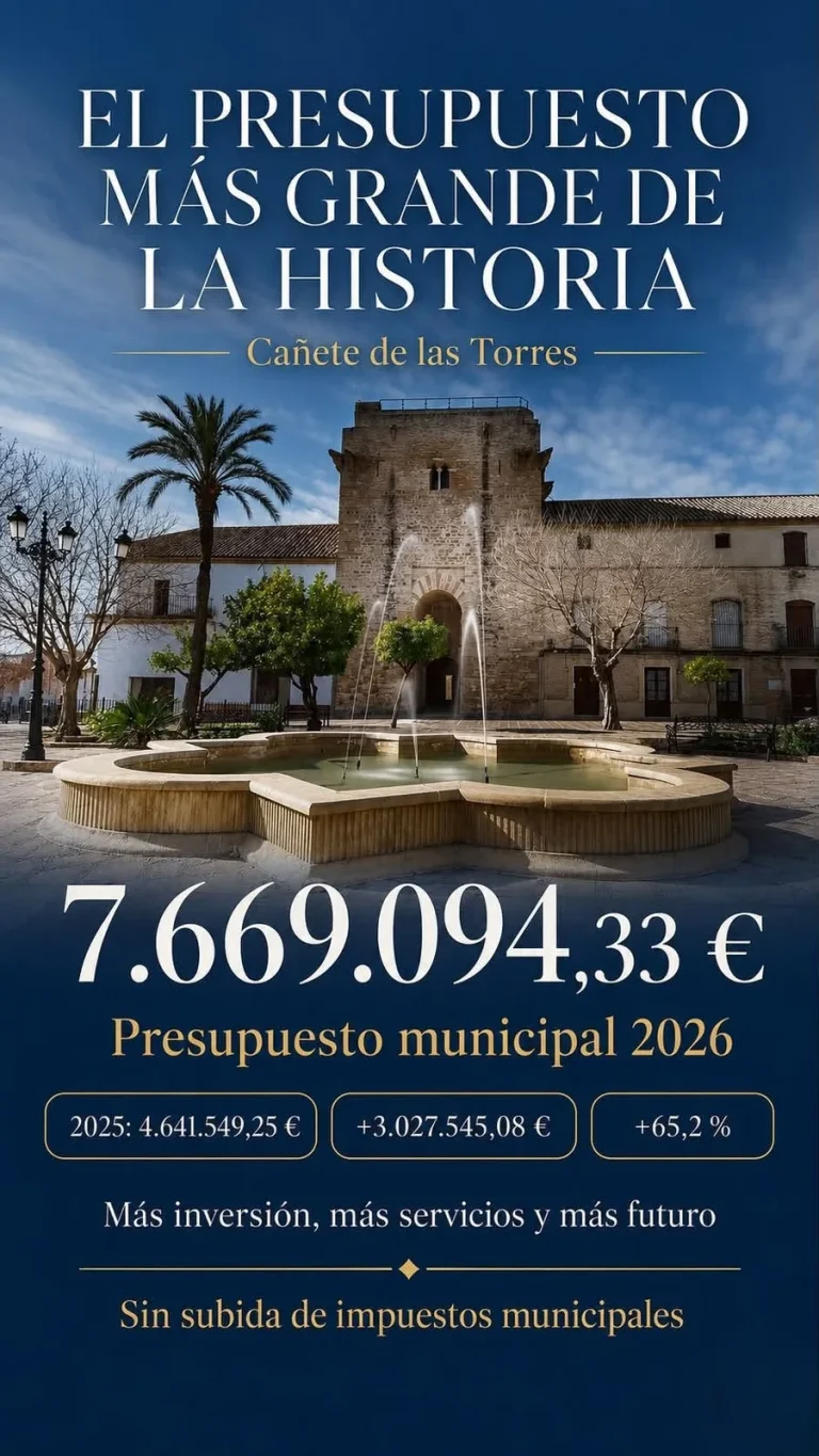 El mayor presupuesto municipal de la historia de Cañete de las Torres. Fotografía de portada.