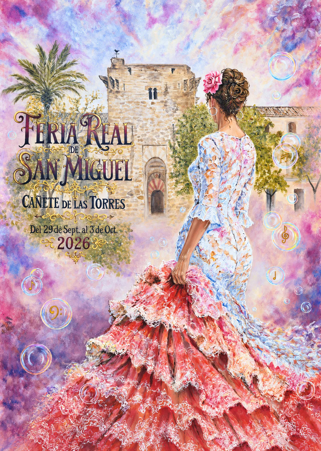 Cartel de la Feria Real de San Miguel 2026, obra «Donde la luz suena»